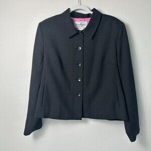 Patchington‎ Blazer Petite 16 16P Black 5 Button Front Pockets Jacket Career